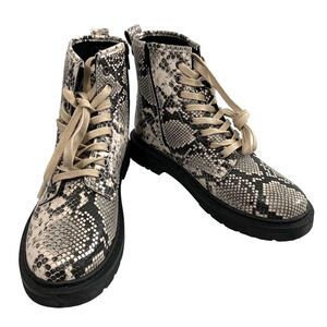 Pierre Dumas Boots‎ Womens Size 8 Reptile Lace Up Mid-Calf Zip Side